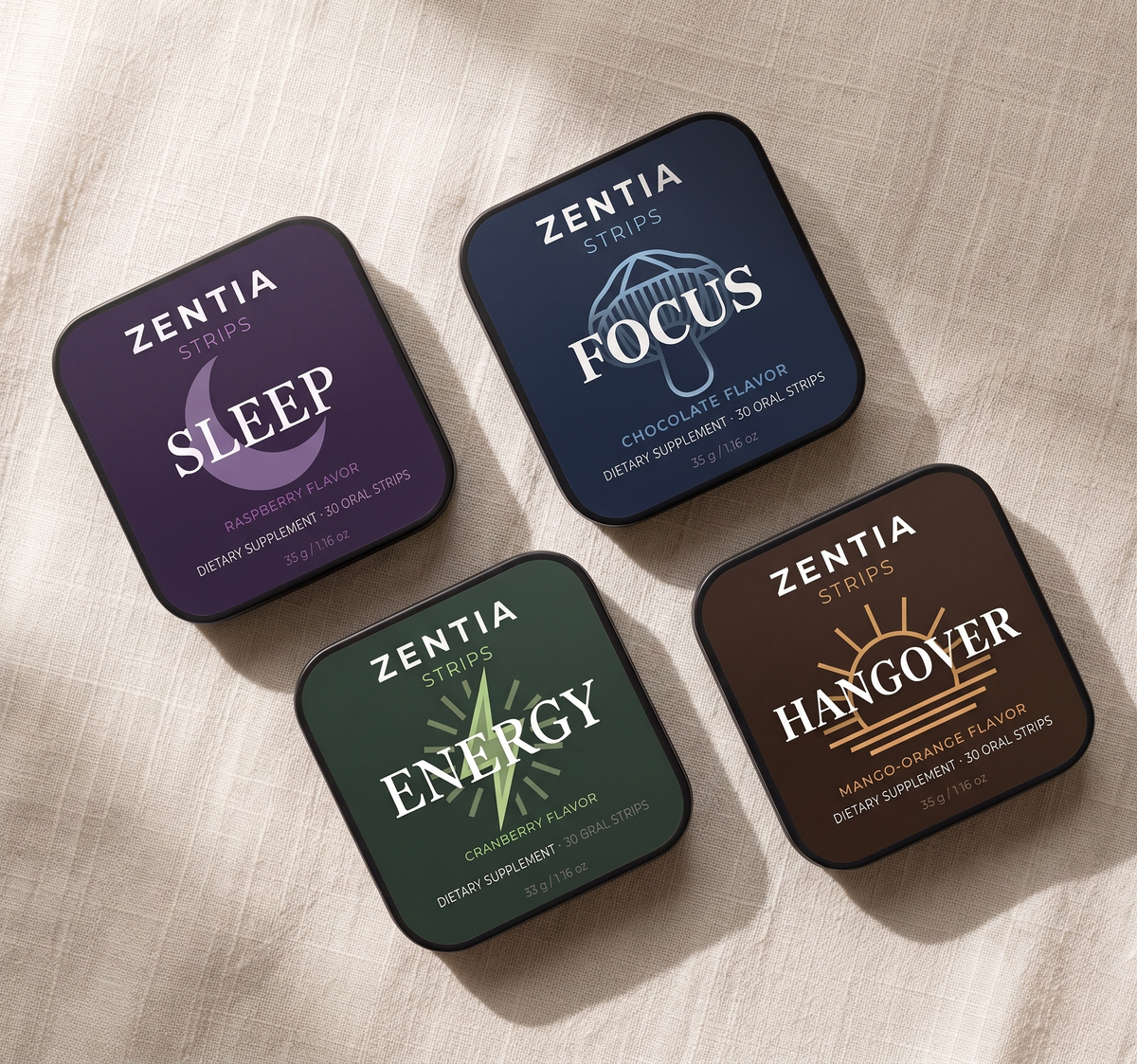 Zentia Strips — four formulas